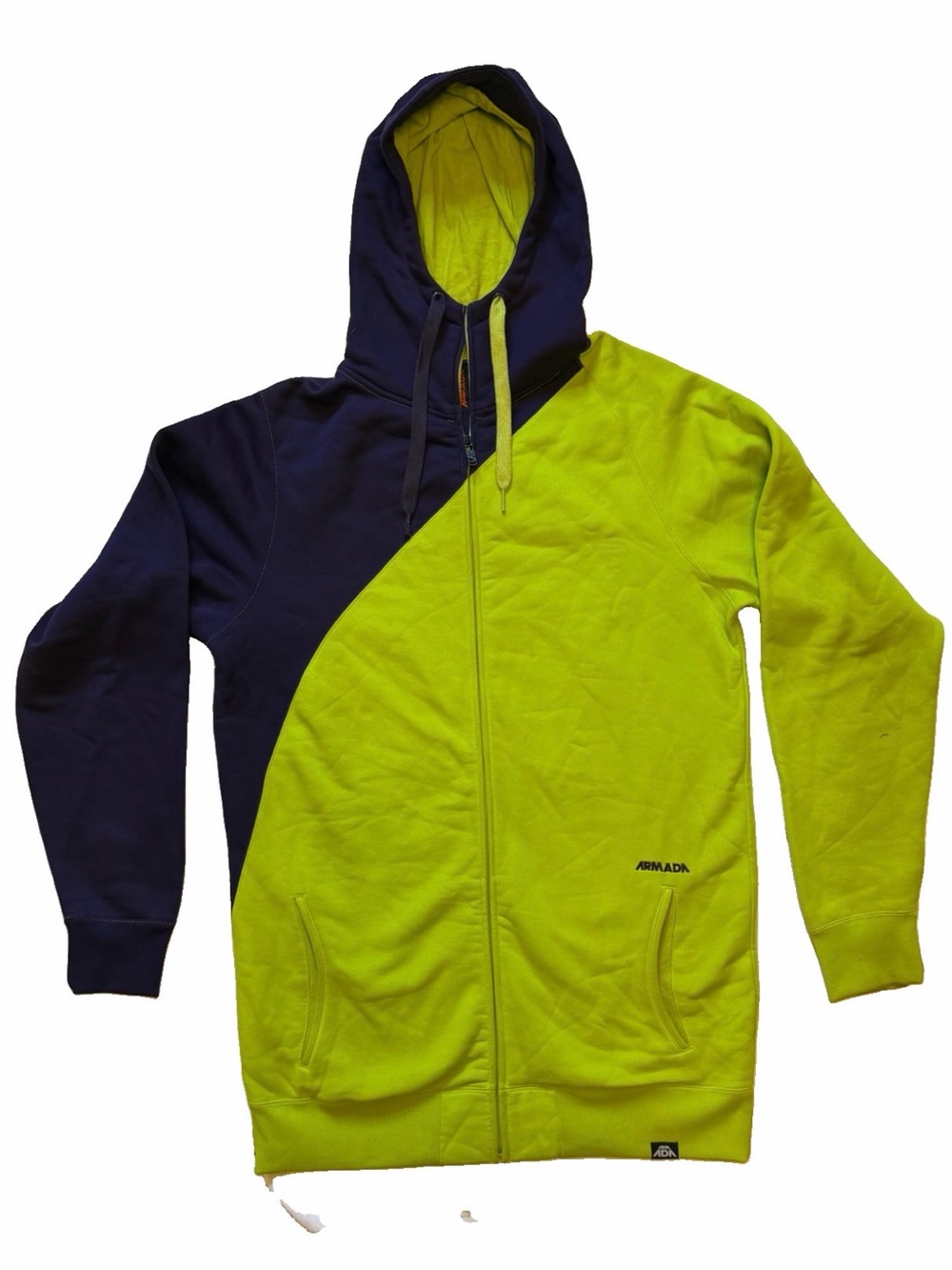 Armada Men’s Two-Tone Neon Green & Purple Zip Snowboard Hoodie